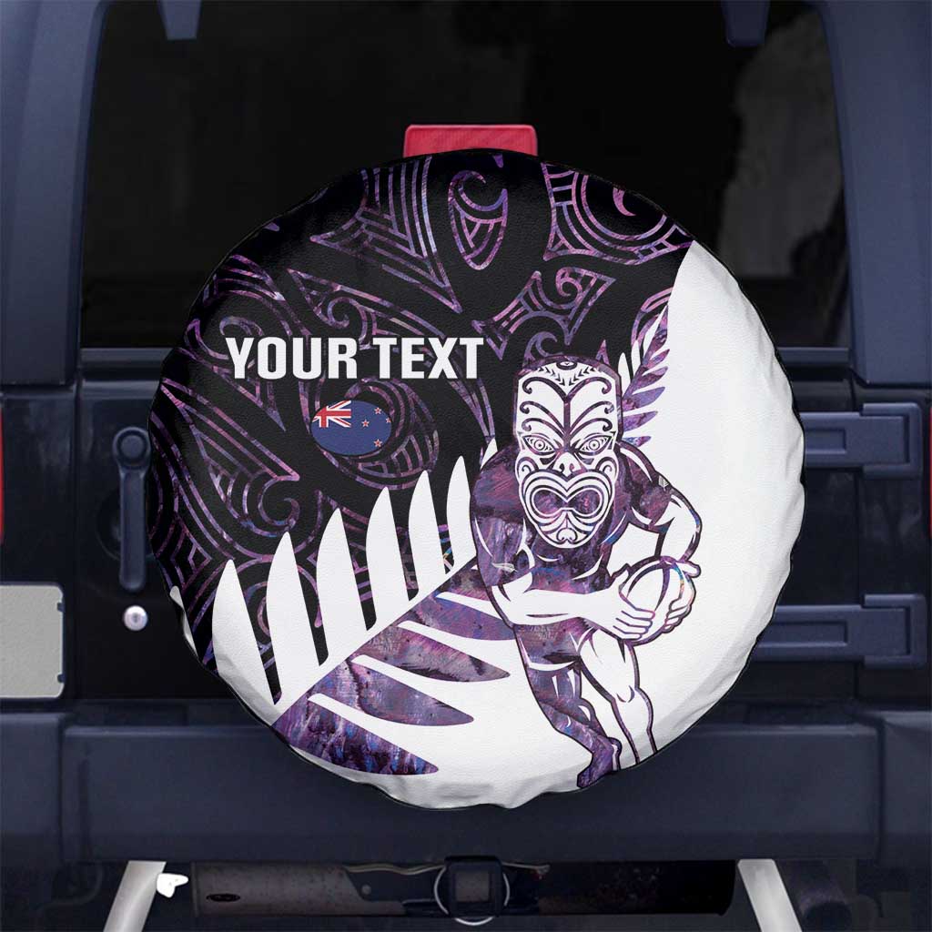 New Zealand Silver Fern Rugby Custom Spare Tire Cover Go All Black Purple Maori Paua Shell - Polynesian Pride