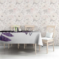 New Zealand Silver Fern Rugby Custom Tablecloth Go All Black Purple Maori Paua Shell - Polynesian Pride