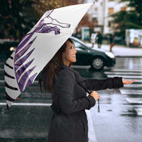 New Zealand Silver Fern Rugby Custom Umbrella Go All Black Purple Maori Paua Shell - Polynesian Pride