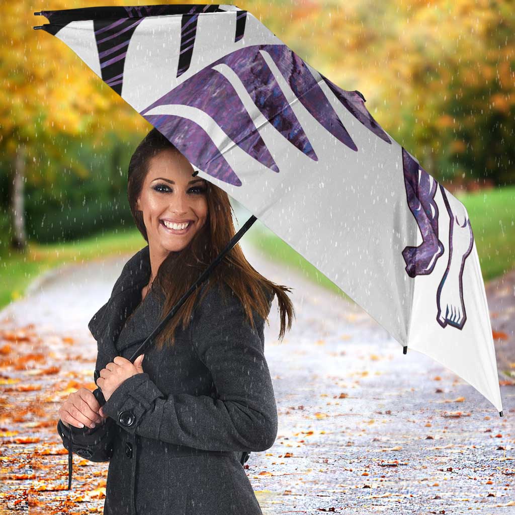 New Zealand Silver Fern Rugby Custom Umbrella Go All Black Purple Maori Paua Shell - Polynesian Pride