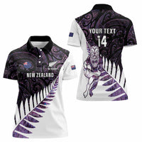 New Zealand Silver Fern Rugby Custom Women Polo Shirt Go All Black Purple Maori Paua Shell - Polynesian Pride