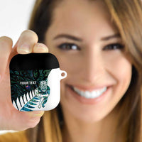 New Zealand Silver Fern Rugby Custom AirPods Case Go All Black Turquoise Maori Paua Shell - Polynesian Pride
