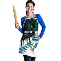 New Zealand Silver Fern Rugby Custom Apron Go All Black Turquoise Maori Paua Shell - Polynesian Pride
