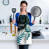 New Zealand Silver Fern Rugby Custom Apron Go All Black Turquoise Maori Paua Shell - Polynesian Pride