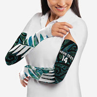New Zealand Silver Fern Rugby Custom Arm Sleeves Go All Black Turquoise Maori Paua Shell - Polynesian Pride