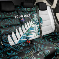 New Zealand Silver Fern Rugby Custom Back Car Seat Cover Go All Black Turquoise Maori Paua Shell - Polynesian Pride