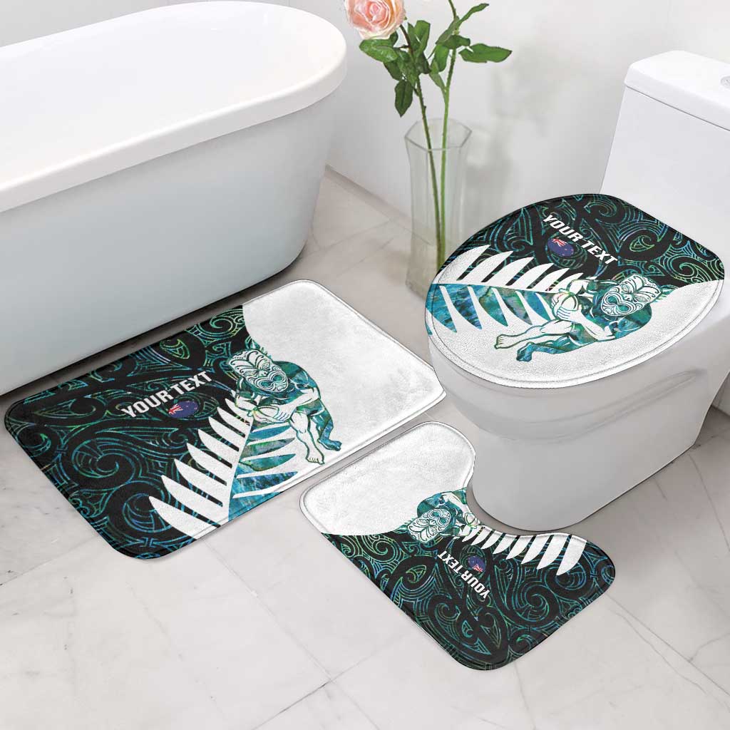 New Zealand Silver Fern Rugby Custom Bathroom Set Go All Black Turquoise Maori Paua Shell - Polynesian Pride