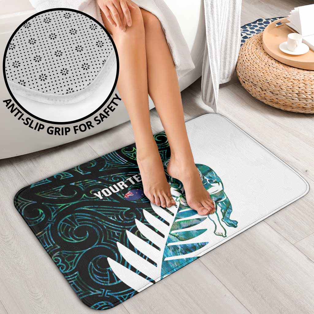 New Zealand Silver Fern Rugby Custom Bathroom Set Go All Black Turquoise Maori Paua Shell - Polynesian Pride