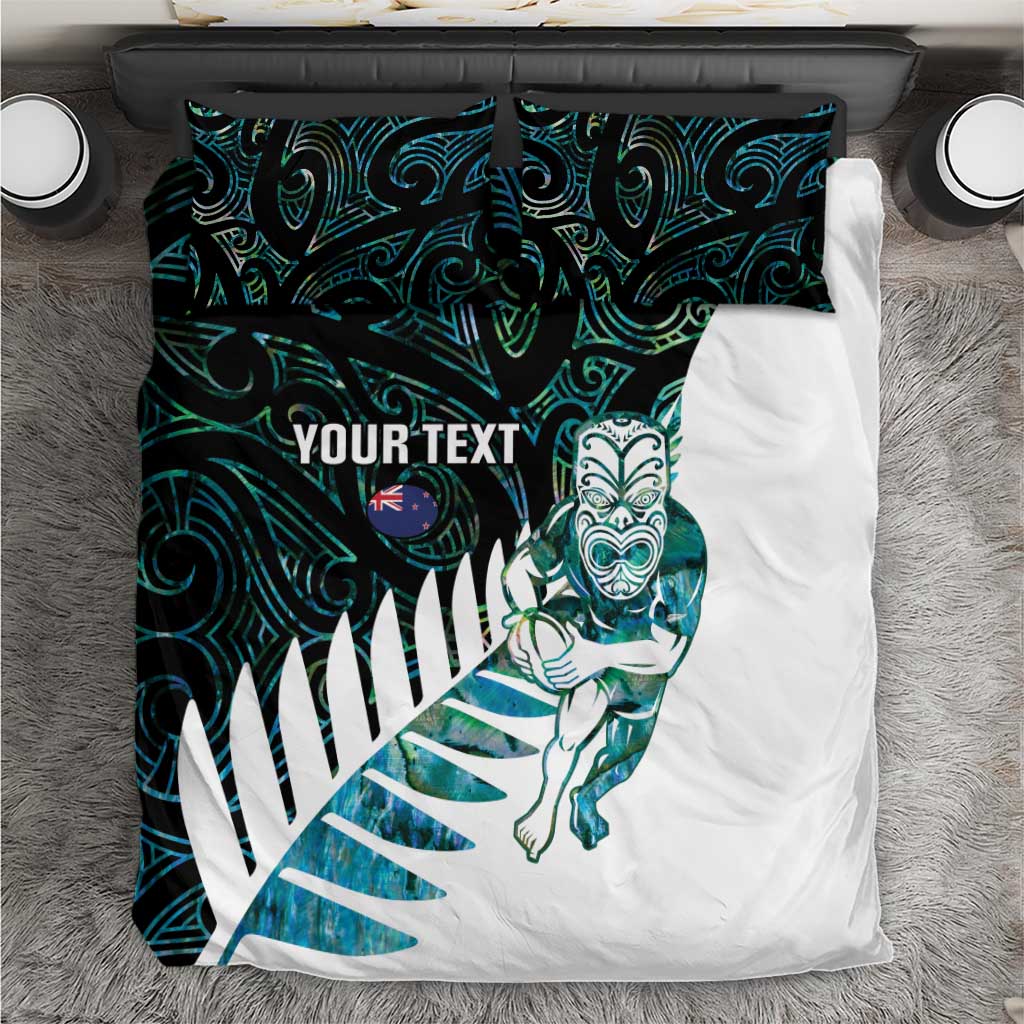 New Zealand Silver Fern Rugby Custom Bedding Set Go All Black Turquoise Maori Paua Shell - Polynesian Pride