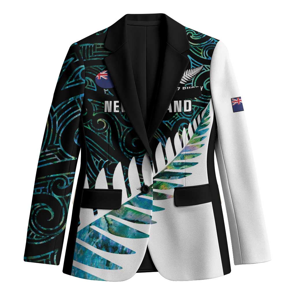New Zealand Silver Fern Rugby Custom Blazer Go All Black Turquoise Maori Paua Shell - Polynesian Pride