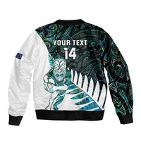 New Zealand Silver Fern Rugby Custom Bomber Jacket Go All Black Turquoise Maori Paua Shell - Polynesian Pride