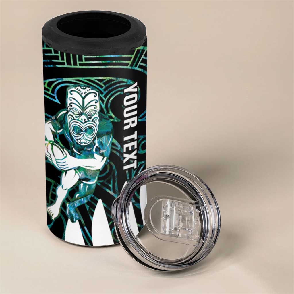 New Zealand Silver Fern Rugby Custom 4 in 1 Can Cooler Tumbler Go All Black Turquoise Maori Paua Shell - Polynesian Pride