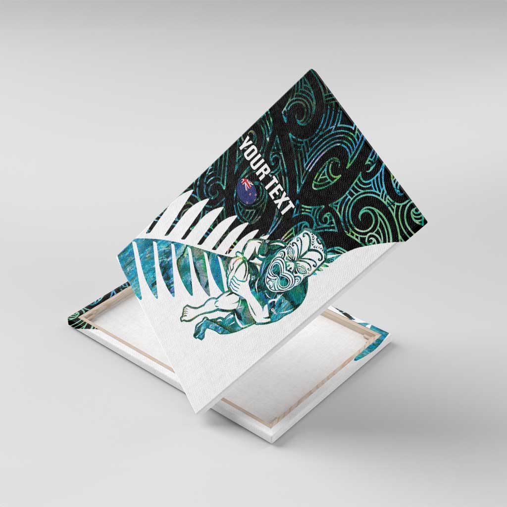 New Zealand Silver Fern Rugby Custom Canvas Wall Art Go All Black Turquoise Maori Paua Shell - Polynesian Pride