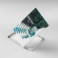 New Zealand Silver Fern Rugby Custom Canvas Wall Art Go All Black Turquoise Maori Paua Shell - Polynesian Pride