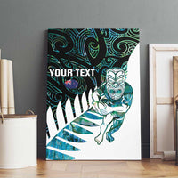 New Zealand Silver Fern Rugby Custom Canvas Wall Art Go All Black Turquoise Maori Paua Shell - Polynesian Pride