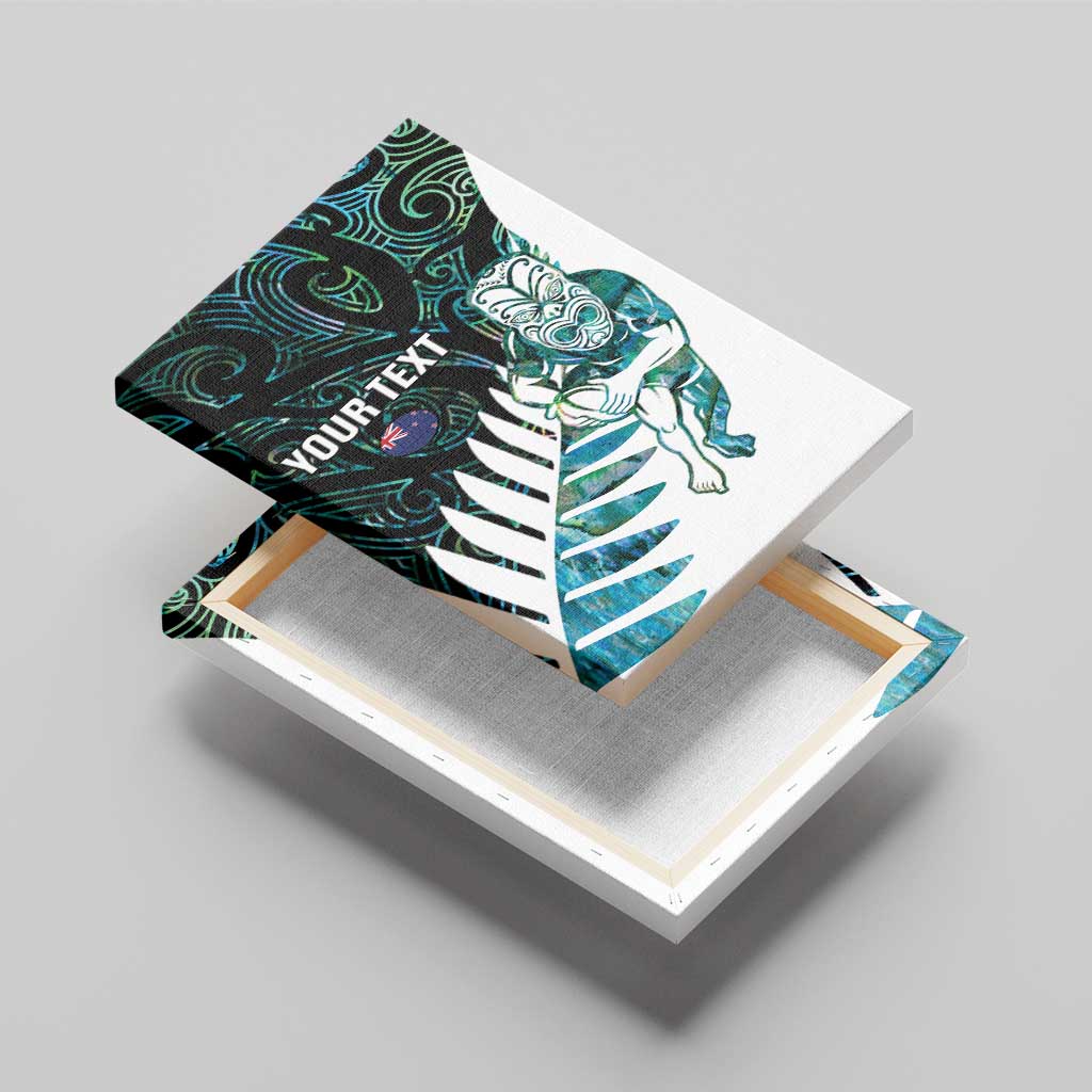 New Zealand Silver Fern Rugby Custom Canvas Wall Art Go All Black Turquoise Maori Paua Shell - Polynesian Pride