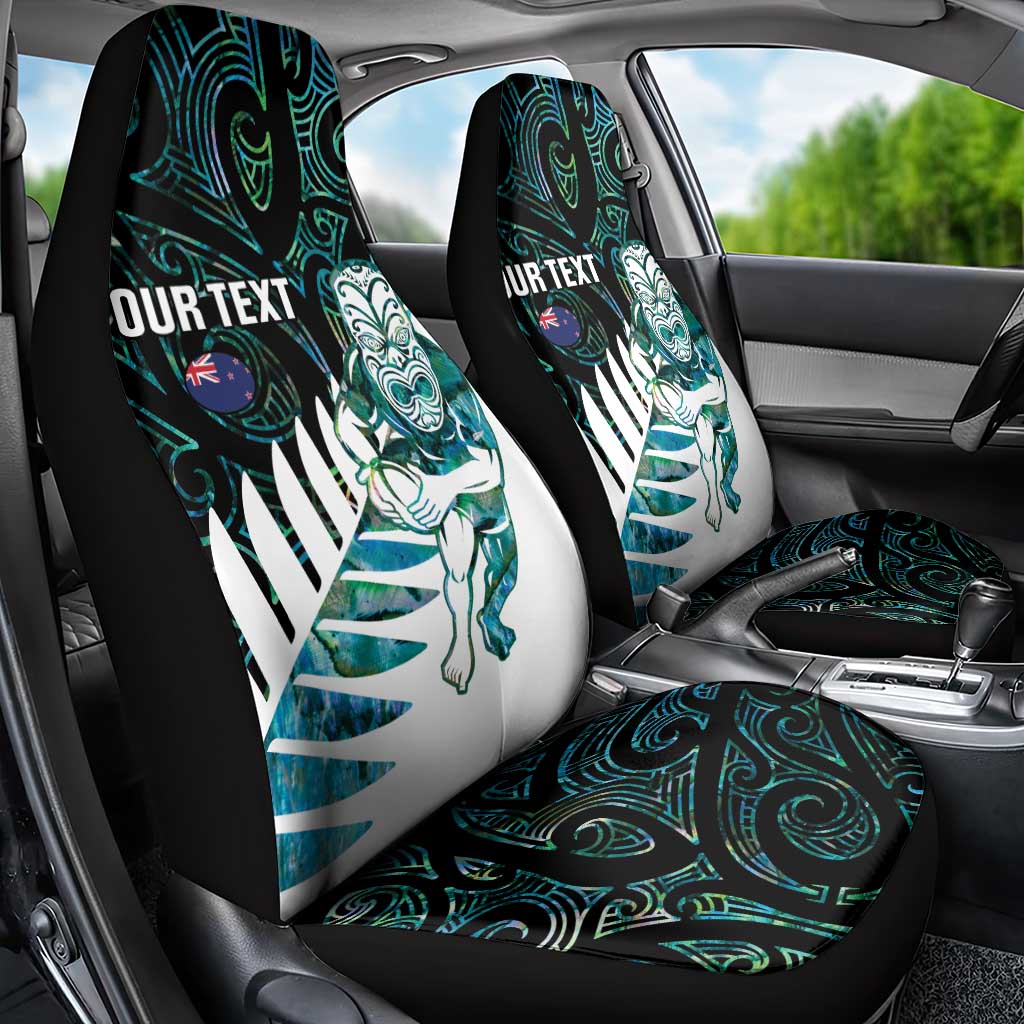 New Zealand Silver Fern Rugby Custom Car Seat Cover Go All Black Turquoise Maori Paua Shell - Polynesian Pride