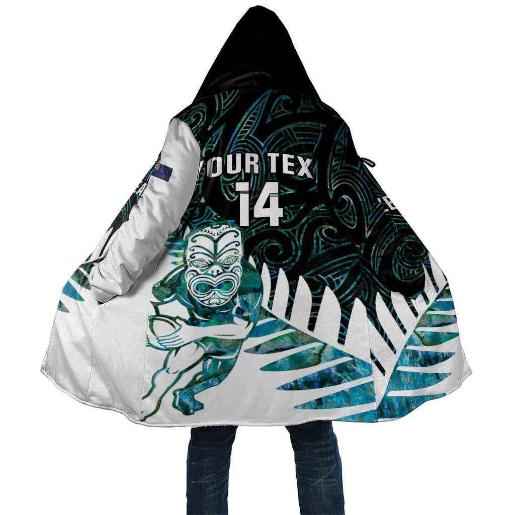 New Zealand Silver Fern Rugby Custom Cloak Go All Black Turquoise Maori Paua Shell - Polynesian Pride