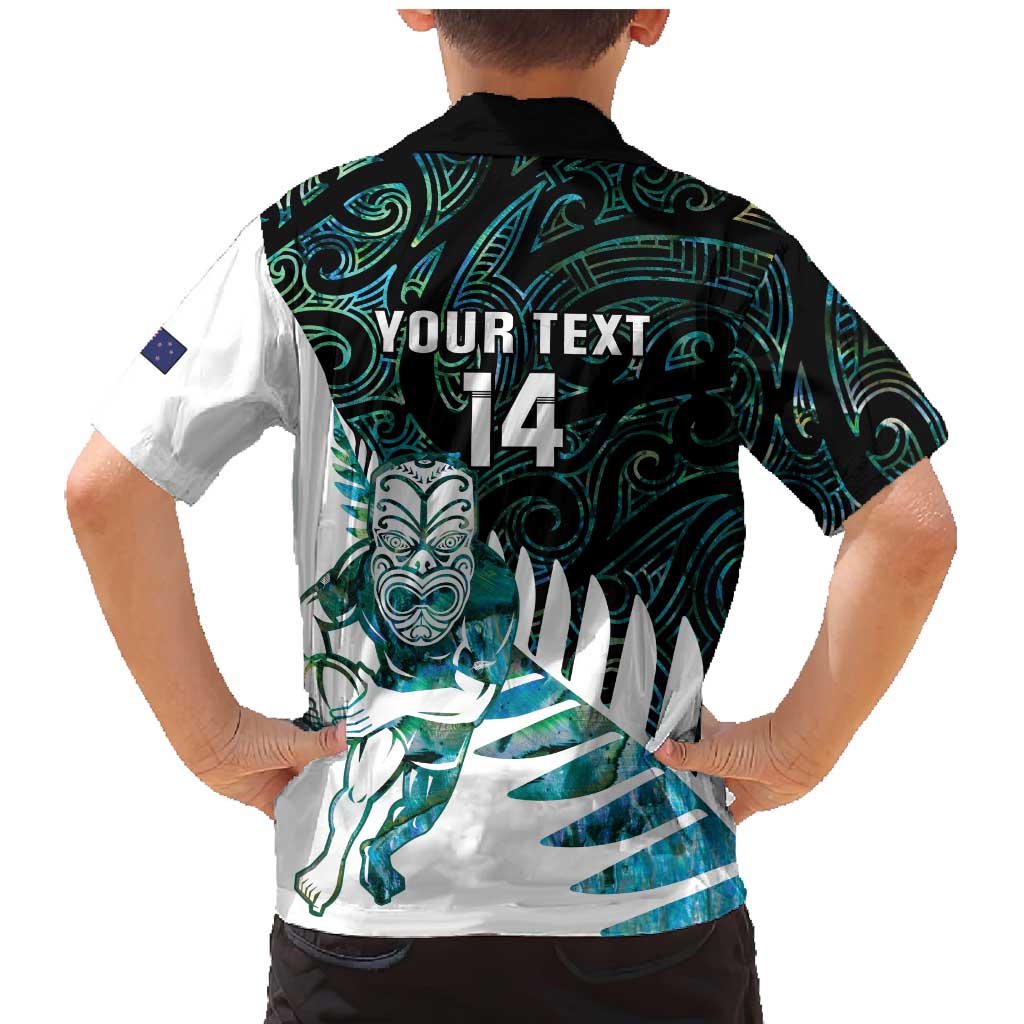 New Zealand Silver Fern Rugby Custom Family Matching Mermaid Dress and Hawaiian Shirt Go All Black Turquoise Maori Paua Shell - Polynesian Pride