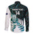 New Zealand Silver Fern Rugby Custom Family Matching Off The Shoulder Long Sleeve Dress and Hawaiian Shirt Go All Black Turquoise Maori Paua Shell - Polynesian Pride