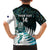 New Zealand Silver Fern Rugby Custom Family Matching Summer Maxi Dress and Hawaiian Shirt Go All Black Turquoise Maori Paua Shell - Polynesian Pride