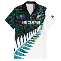 New Zealand Silver Fern Rugby Custom Hawaiian Shirt Go All Black Turquoise Maori Paua Shell - Polynesian Pride