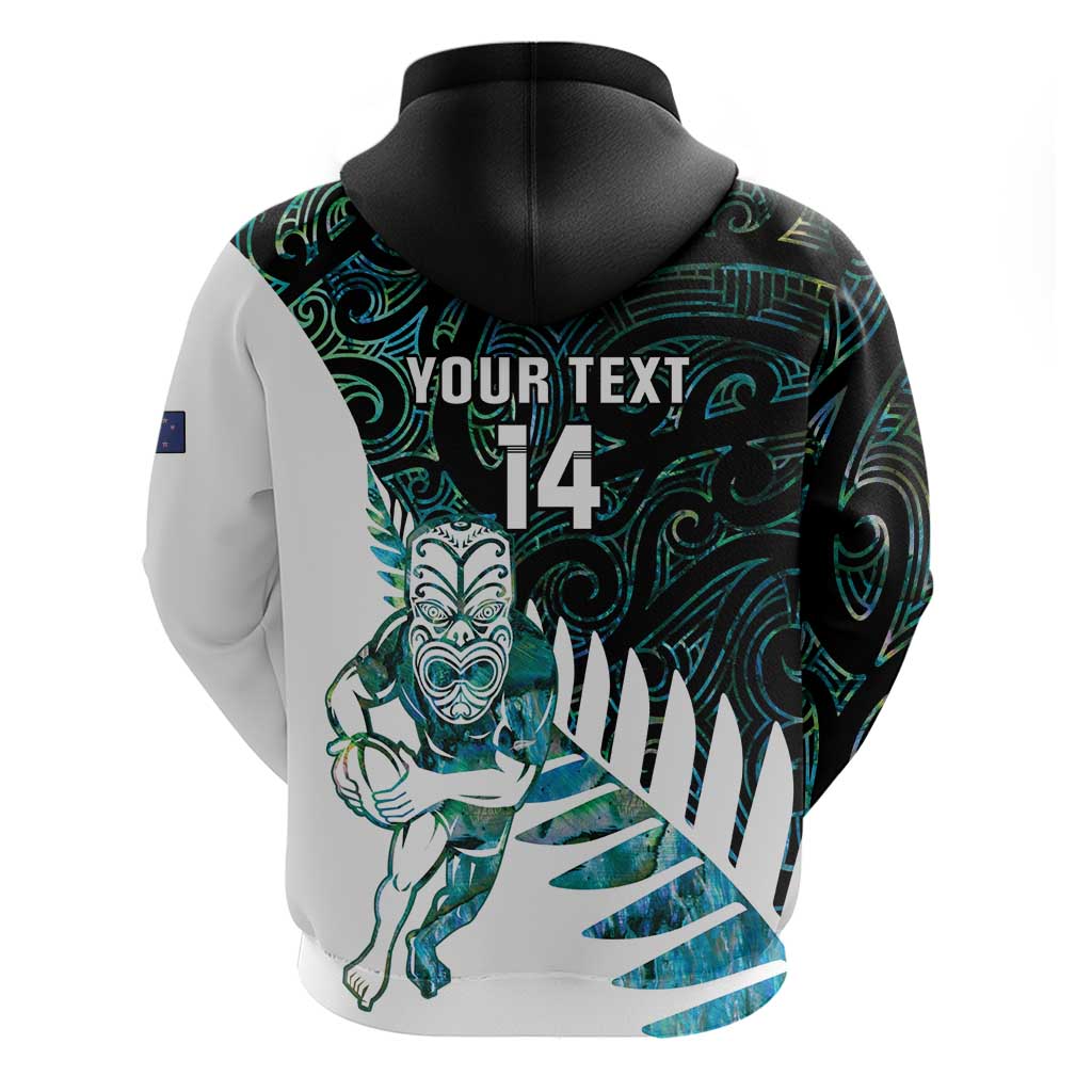 New Zealand Silver Fern Rugby Custom Hoodie Go All Black Turquoise Maori Paua Shell - Polynesian Pride