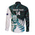 New Zealand Silver Fern Rugby Custom Long Sleeve Button Shirt Go All Black Turquoise Maori Paua Shell - Polynesian Pride