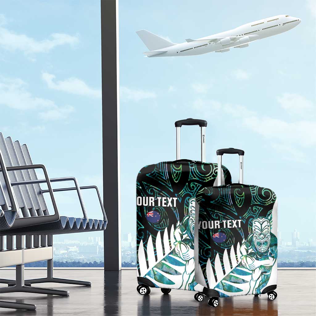 New Zealand Silver Fern Rugby Custom Luggage Cover Go All Black Turquoise Maori Paua Shell - Polynesian Pride