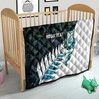 New Zealand Silver Fern Rugby Custom Quilt Go All Black Turquoise Maori Paua Shell - Polynesian Pride