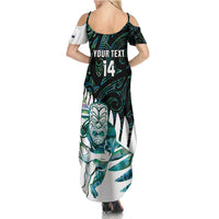 New Zealand Silver Fern Rugby Custom Summer Maxi Dress Go All Black Turquoise Maori Paua Shell - Polynesian Pride