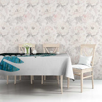 New Zealand Silver Fern Rugby Custom Tablecloth Go All Black Turquoise Maori Paua Shell - Polynesian Pride