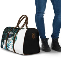 New Zealand Silver Fern Rugby Custom Travel Bag Go All Black Turquoise Maori Paua Shell - Polynesian Pride