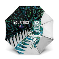 New Zealand Silver Fern Rugby Custom Umbrella Go All Black Turquoise Maori Paua Shell - Polynesian Pride