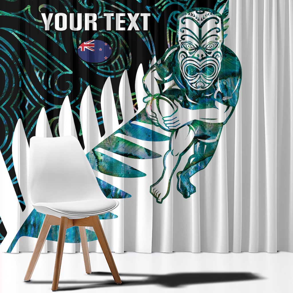 New Zealand Silver Fern Rugby Custom Window Curtain Go All Black Turquoise Maori Paua Shell - Polynesian Pride