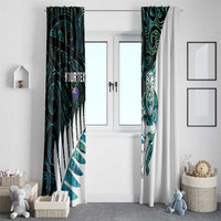 New Zealand Silver Fern Rugby Custom Window Curtain Go All Black Turquoise Maori Paua Shell - Polynesian Pride