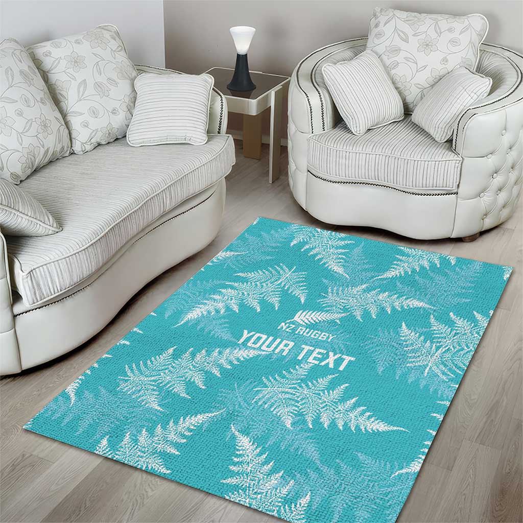 New Zealand Silver Fern Rugby Custom Area Rug Go Aotearoa Champions Turquoise Version - Polynesian Pride