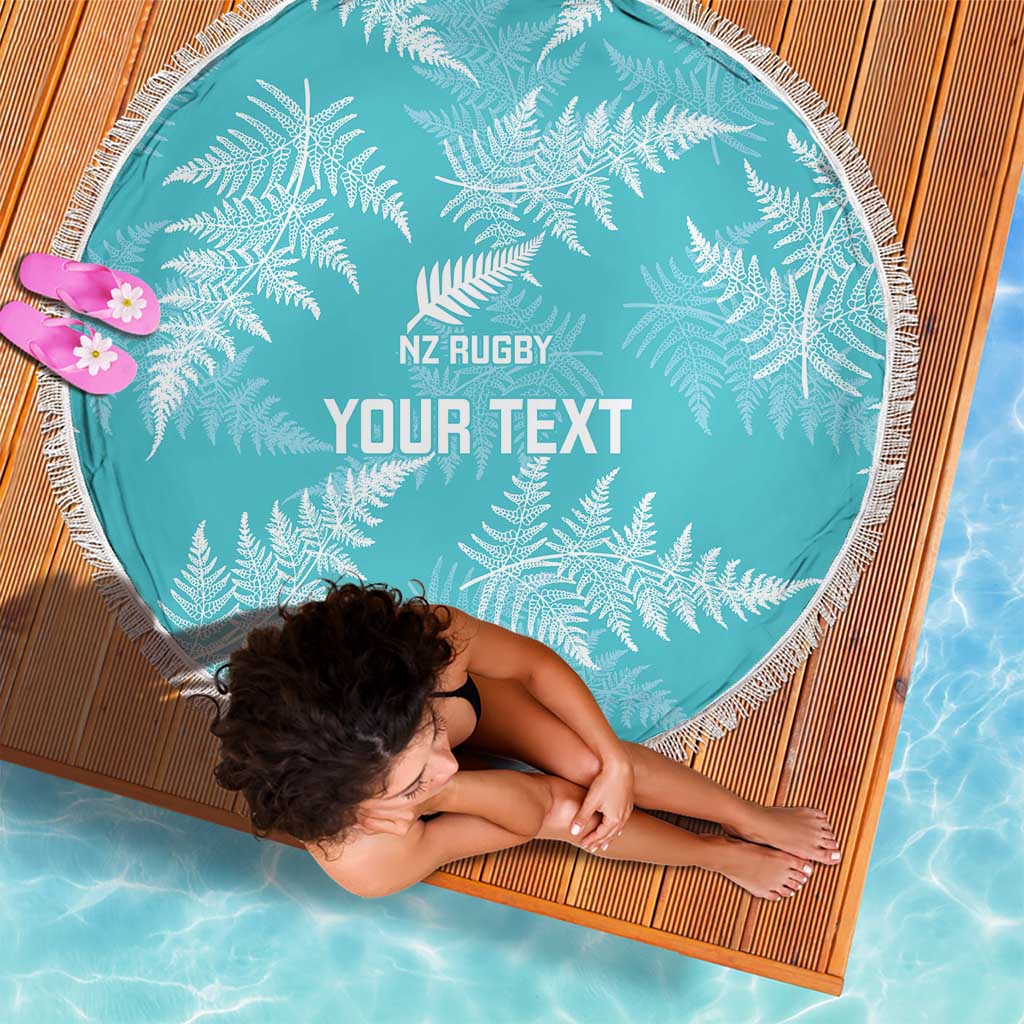 New Zealand Silver Fern Rugby Custom Beach Blanket Go Aotearoa Champions Turquoise Version - Polynesian Pride