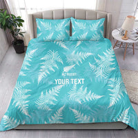 New Zealand Silver Fern Rugby Custom Bedding Set Go Aotearoa Champions Turquoise Version - Polynesian Pride