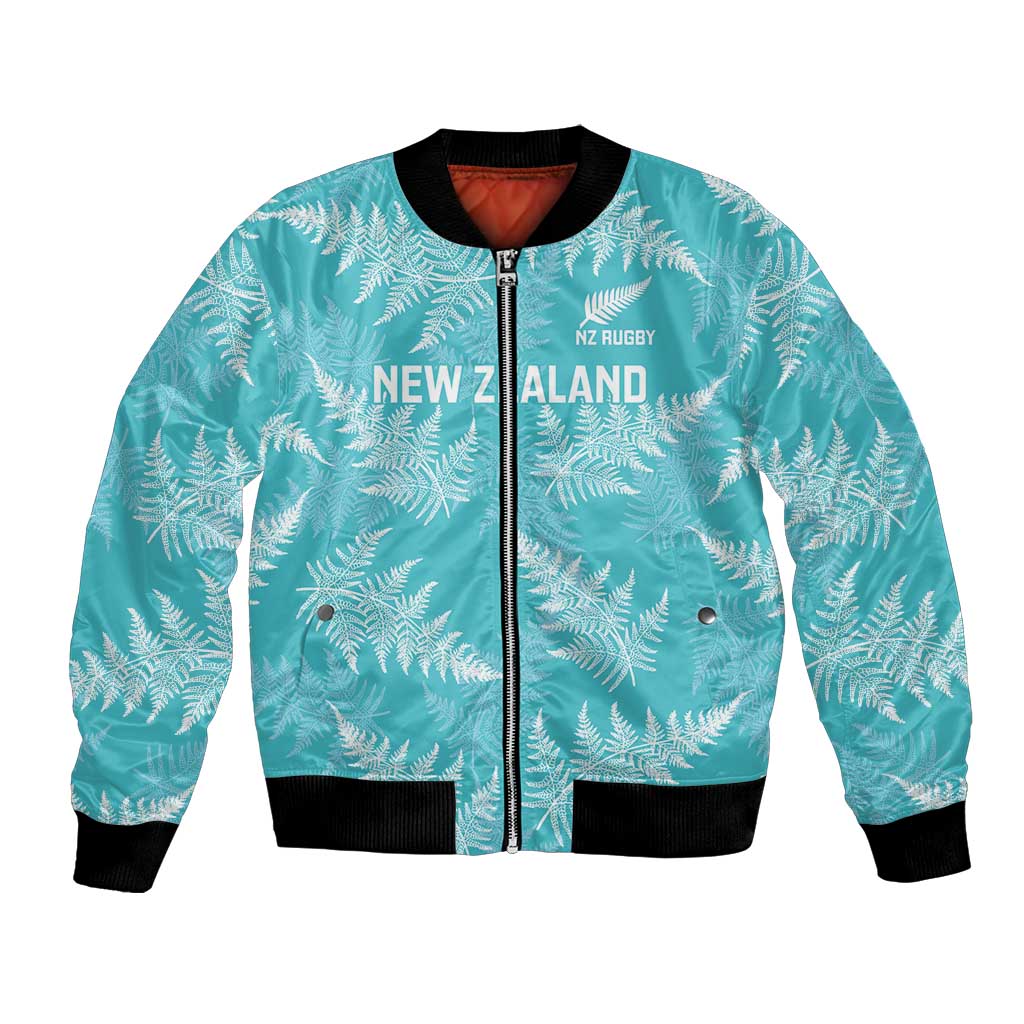New Zealand Silver Fern Rugby Custom Bomber Jacket Go Aotearoa Champions Turquoise Version LT14 Unisex Turquoise - Polynesian Pride