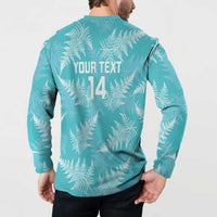 New Zealand Silver Fern Rugby Custom Button Sweatshirt Go Aotearoa Champions Turquoise Version - Polynesian Pride