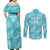 New Zealand Silver Fern Rugby Custom Couples Matching Off Shoulder Maxi Dress and Long Sleeve Button Shirt Go Aotearoa Champions Turquoise Version - Polynesian Pride