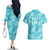 New Zealand Silver Fern Rugby Custom Couples Matching Off The Shoulder Long Sleeve Dress and Hawaiian Shirt Go Aotearoa Champions Turquoise Version - Polynesian Pride