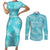 New Zealand Silver Fern Rugby Custom Couples Matching Short Sleeve Bodycon Dress and Long Sleeve Button Shirt Go Aotearoa Champions Turquoise Version - Polynesian Pride