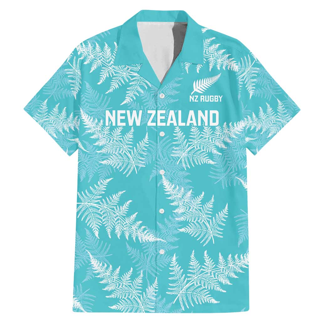 New Zealand Silver Fern Rugby Custom Family Matching Mermaid Dress and Hawaiian Shirt Go Aotearoa Champions Turquoise Version - Polynesian Pride