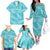 New Zealand Silver Fern Rugby Custom Family Matching Off The Shoulder Long Sleeve Dress and Hawaiian Shirt Go Aotearoa Champions Turquoise Version - Polynesian Pride