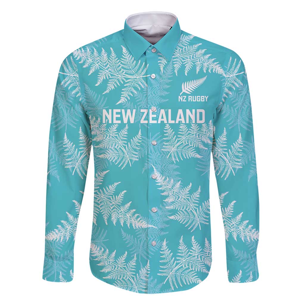 New Zealand Silver Fern Rugby Custom Family Matching Off Shoulder Short Dress and Hawaiian Shirt Go Aotearoa Champions Turquoise Version - Polynesian Pride