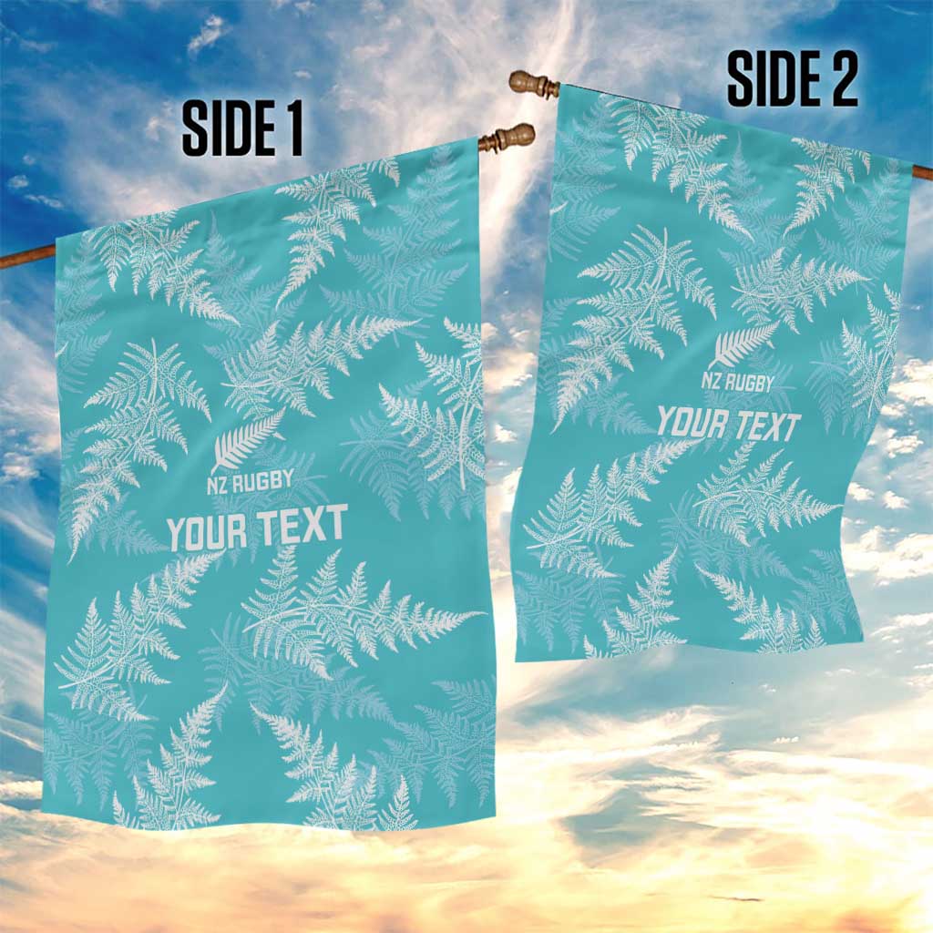 New Zealand Silver Fern Rugby Custom Garden Flag Go Aotearoa Champions Turquoise Version - Polynesian Pride