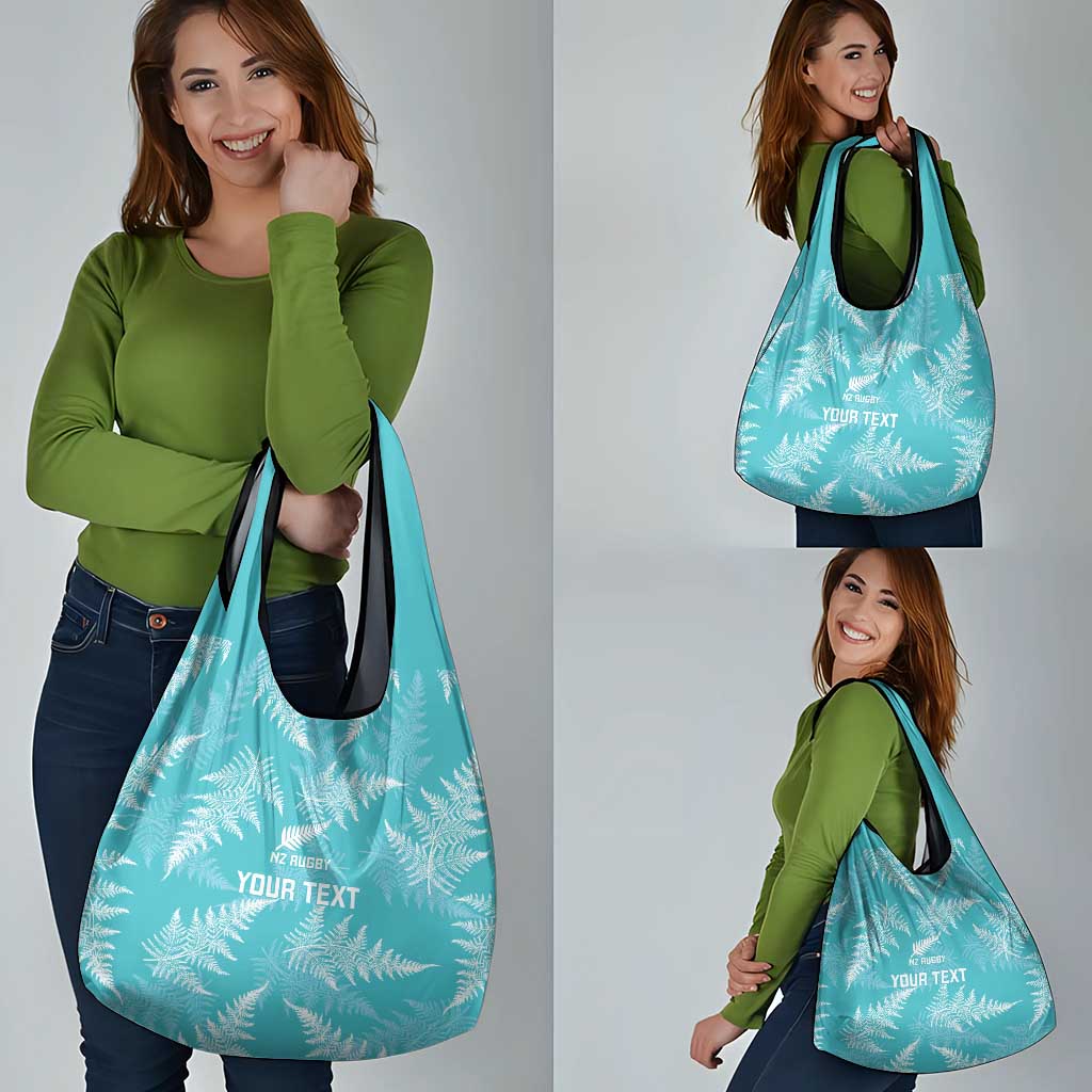 New Zealand Silver Fern Rugby Custom Grocery Bag Go Aotearoa Champions Turquoise Version - Polynesian Pride