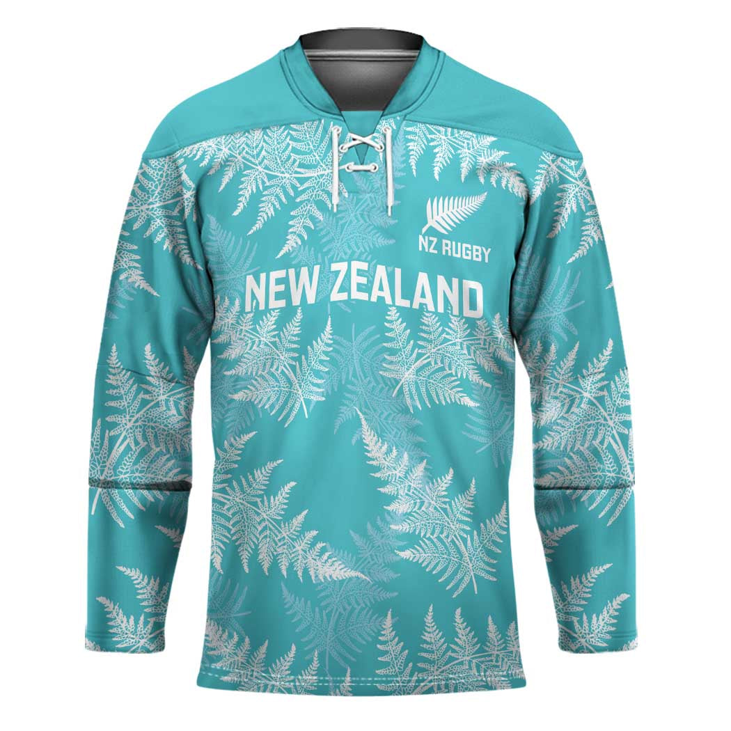 New Zealand Silver Fern Rugby Custom Hockey Jersey Go Aotearoa Champions Turquoise Version - Polynesian Pride